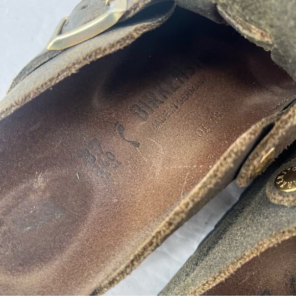 Birkenstock Washed Metallic Suede Boston Clogs with Gold Buckle - Picture 4 of 9